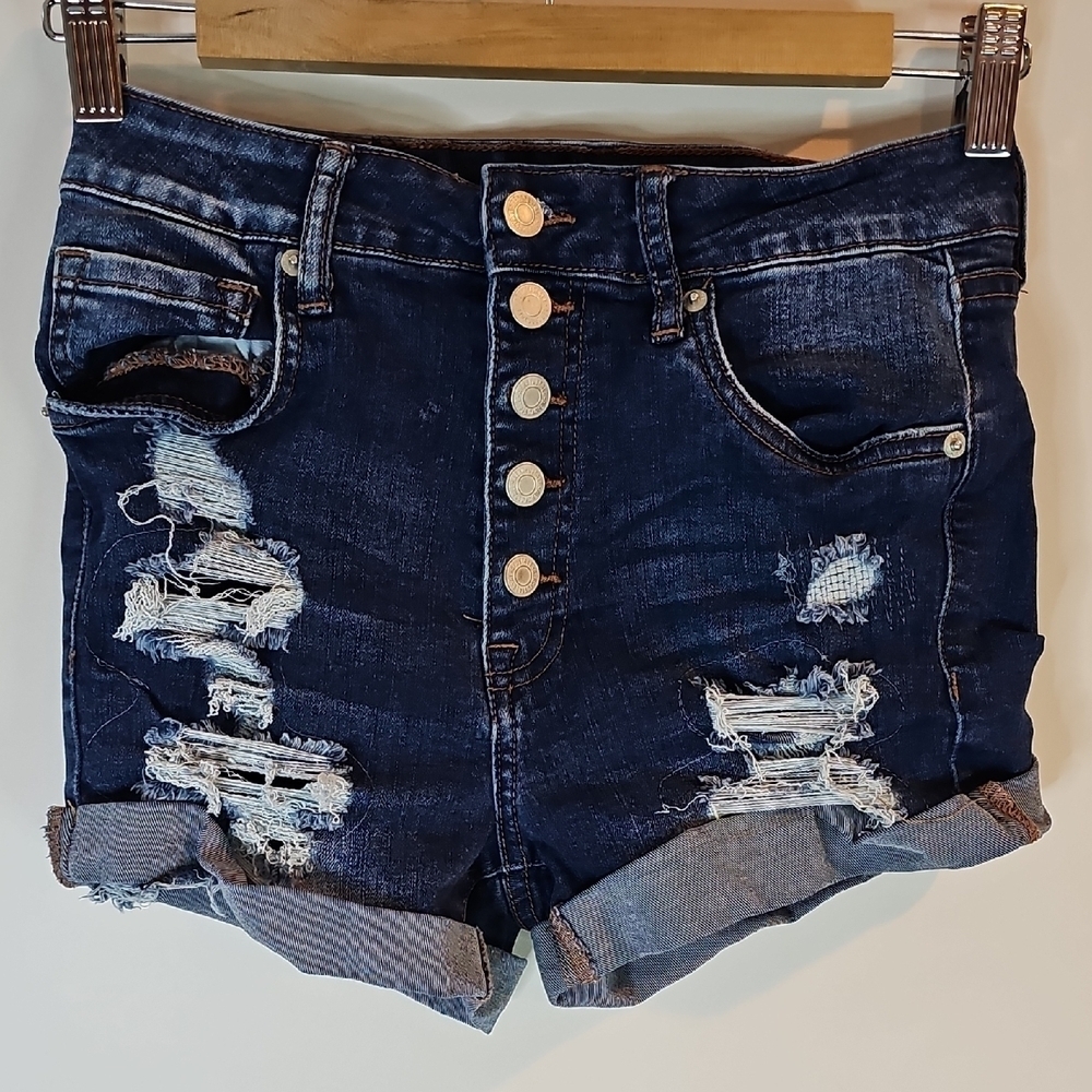 Aeropostale Dark Blue Size 4 Distressed Jean Shorts